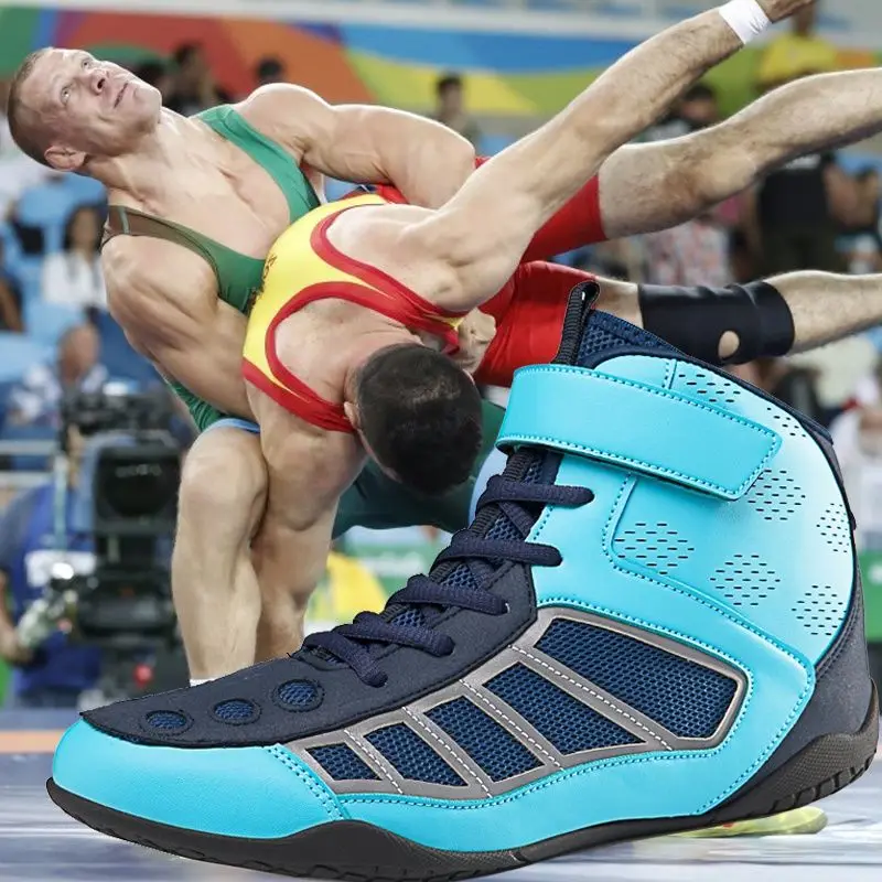Breathable Boxing Fighting Sneakers Professional Unisex High Top Wrestling Shoes Boxing Fighting Training Boots Outdoor Sports