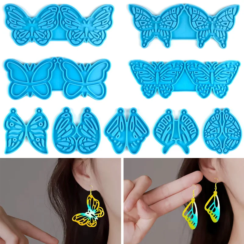 

New Butterfly Earrings Silicone Resin Moulds Butterfly Wings Jewelry Necklace Pendant Epoxy Mould DIY Jewelry Making Handcraft