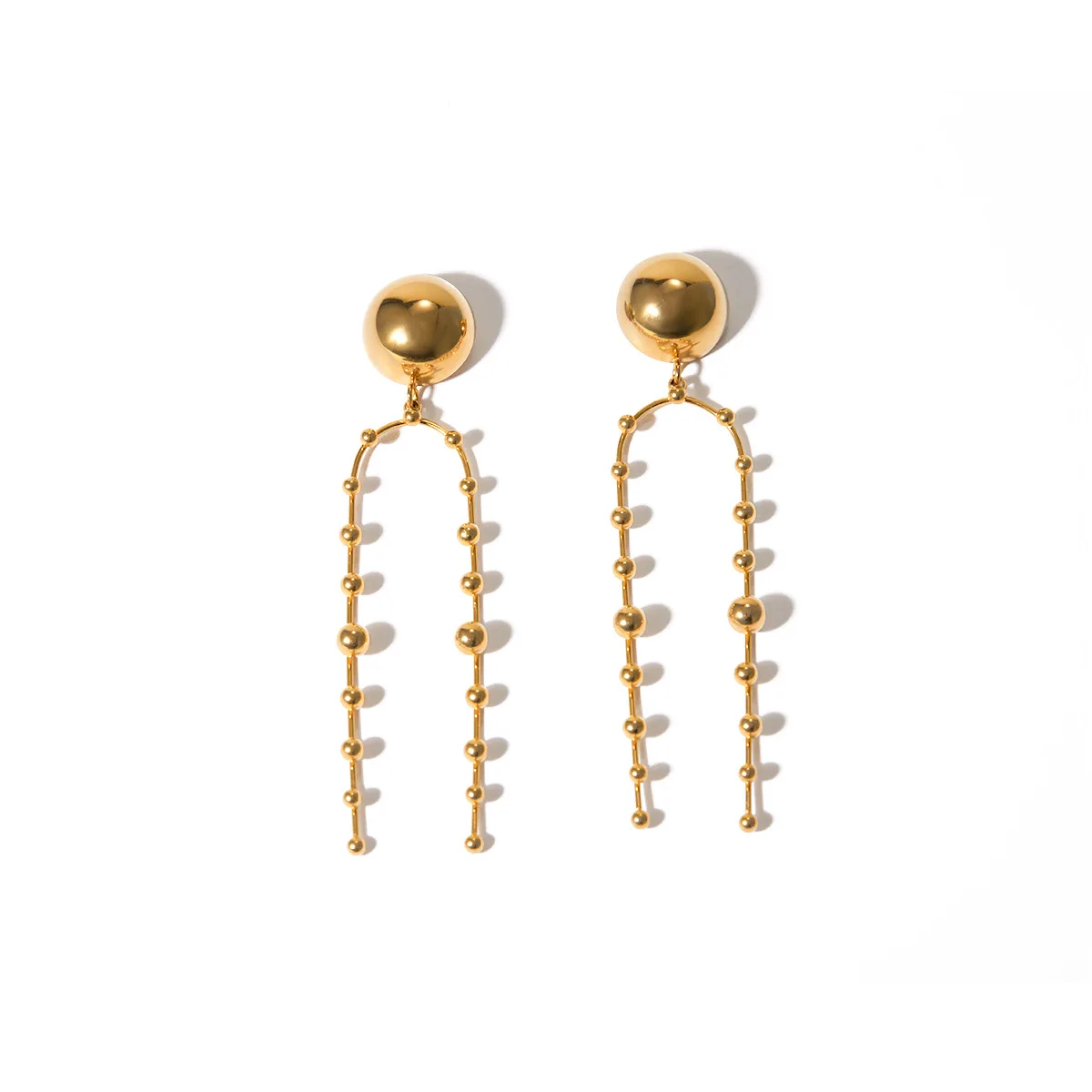 

Stainless Steel PVD 18K Gold Plated Tarnish Long Tassel Beads Drop Earrings For Woman Jewelry Wholesale 2023 Trendy