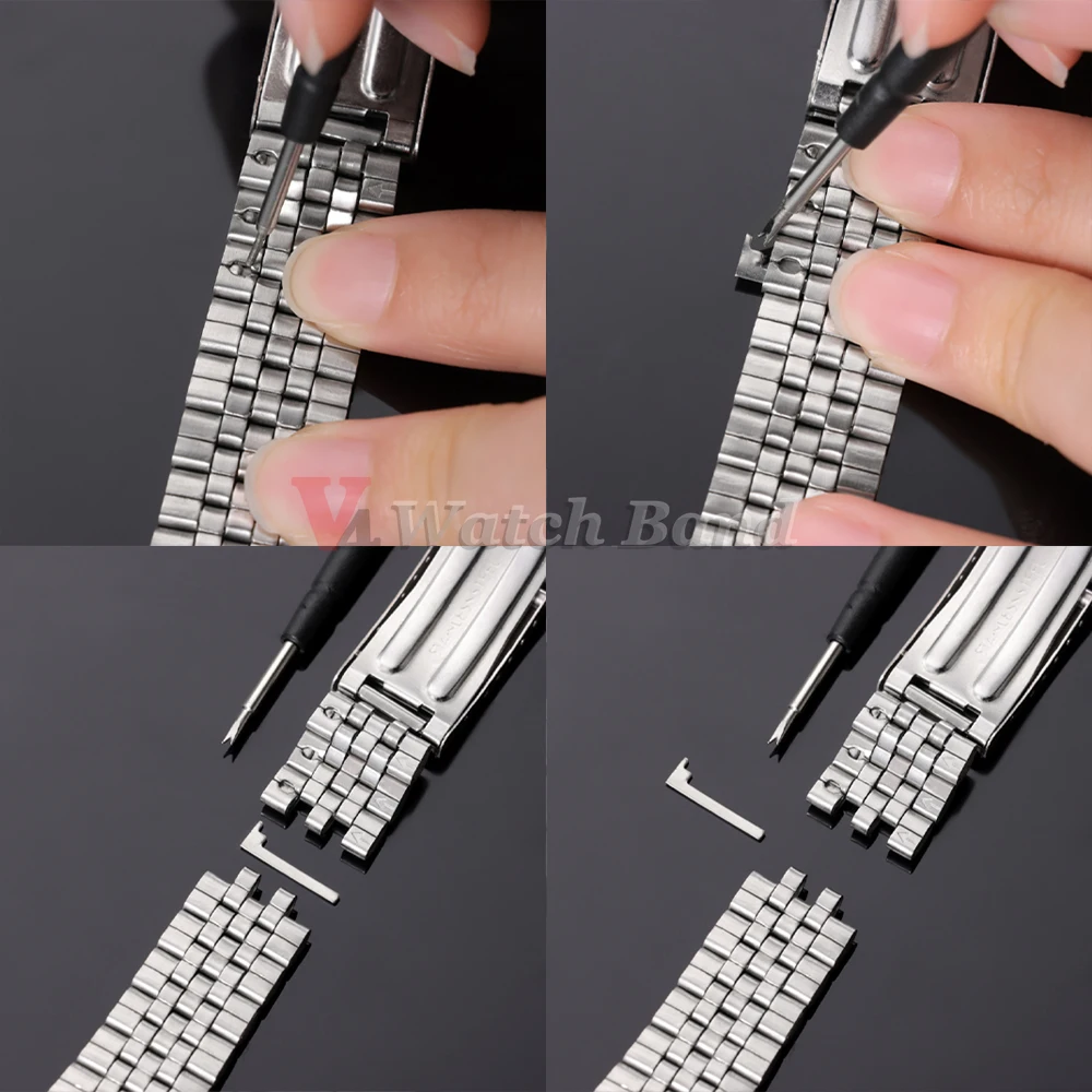 Stainless Steel Universal Watch Strap - Elastic Connector Bracelet with Folding Buckle