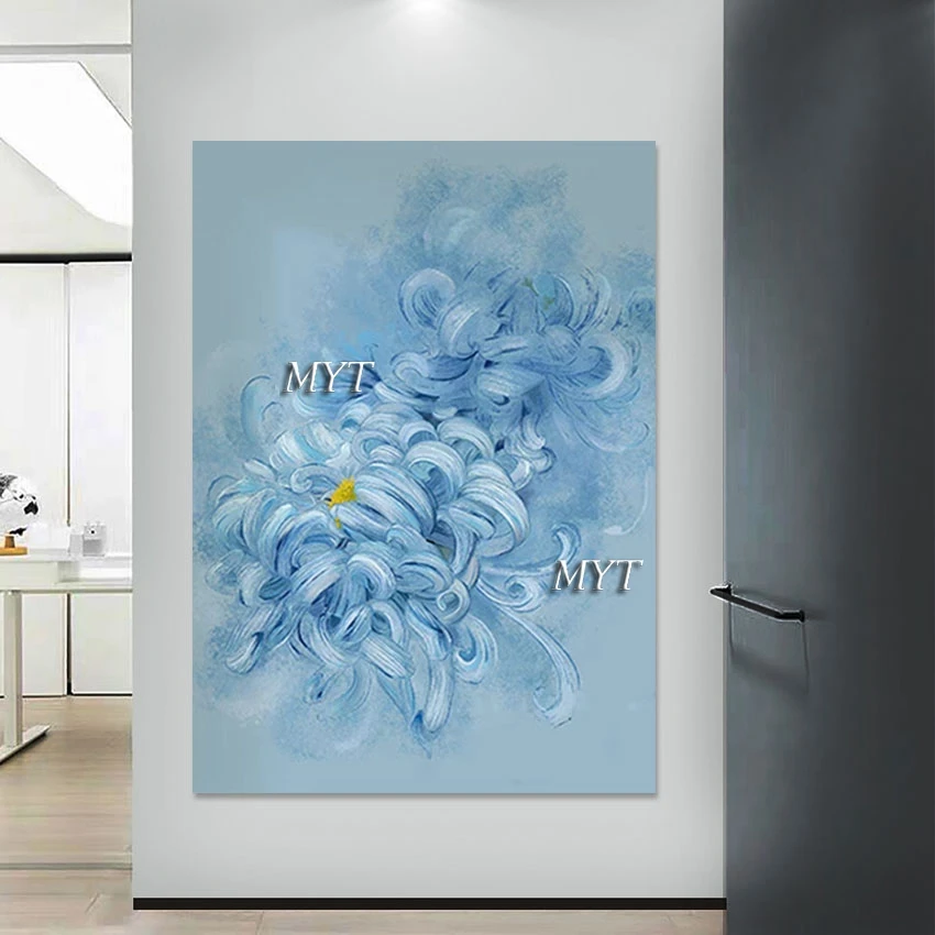 

High Quality Artwork Canvas Painting Abstract Art Decor Room Wall Frameless Blue Acrylic Design Beautiful Pictures Of Flowers
