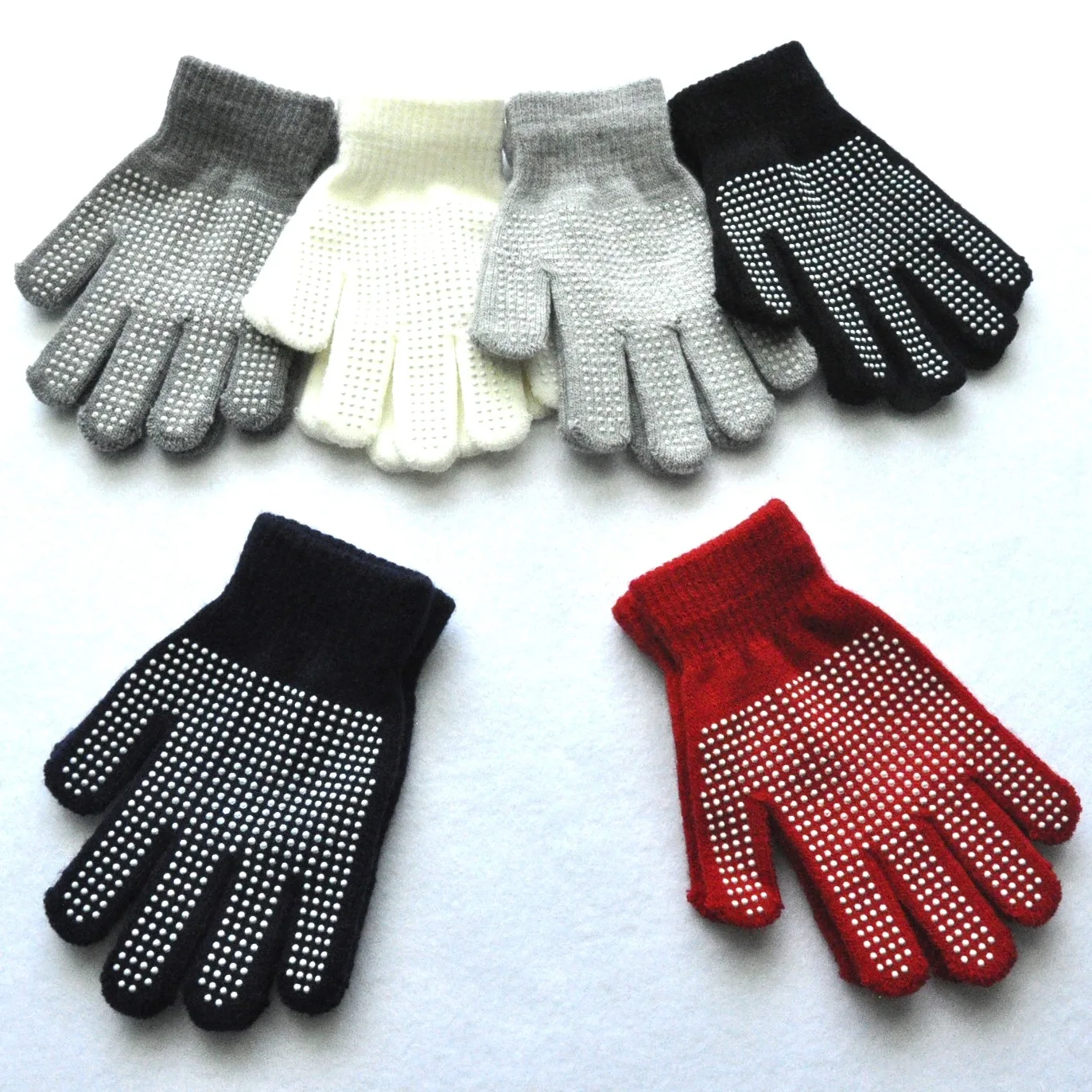 New 5-11Y Boys Girls Anti Slip Winter Knitted Warm Gloves For Children Student Full Finger Mittens Outdoor Cycling Skiing Gloves 2