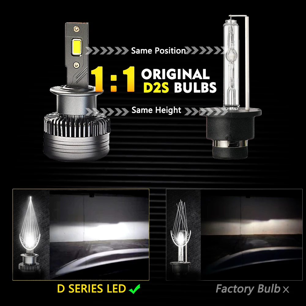 D2S/D2R LED Headlight Bulbs D2C Led 6000K Compatible For 11-19 Infiniti JX 35 QX 56 60 80 Xenon HID Replacement Lights Plug&Play