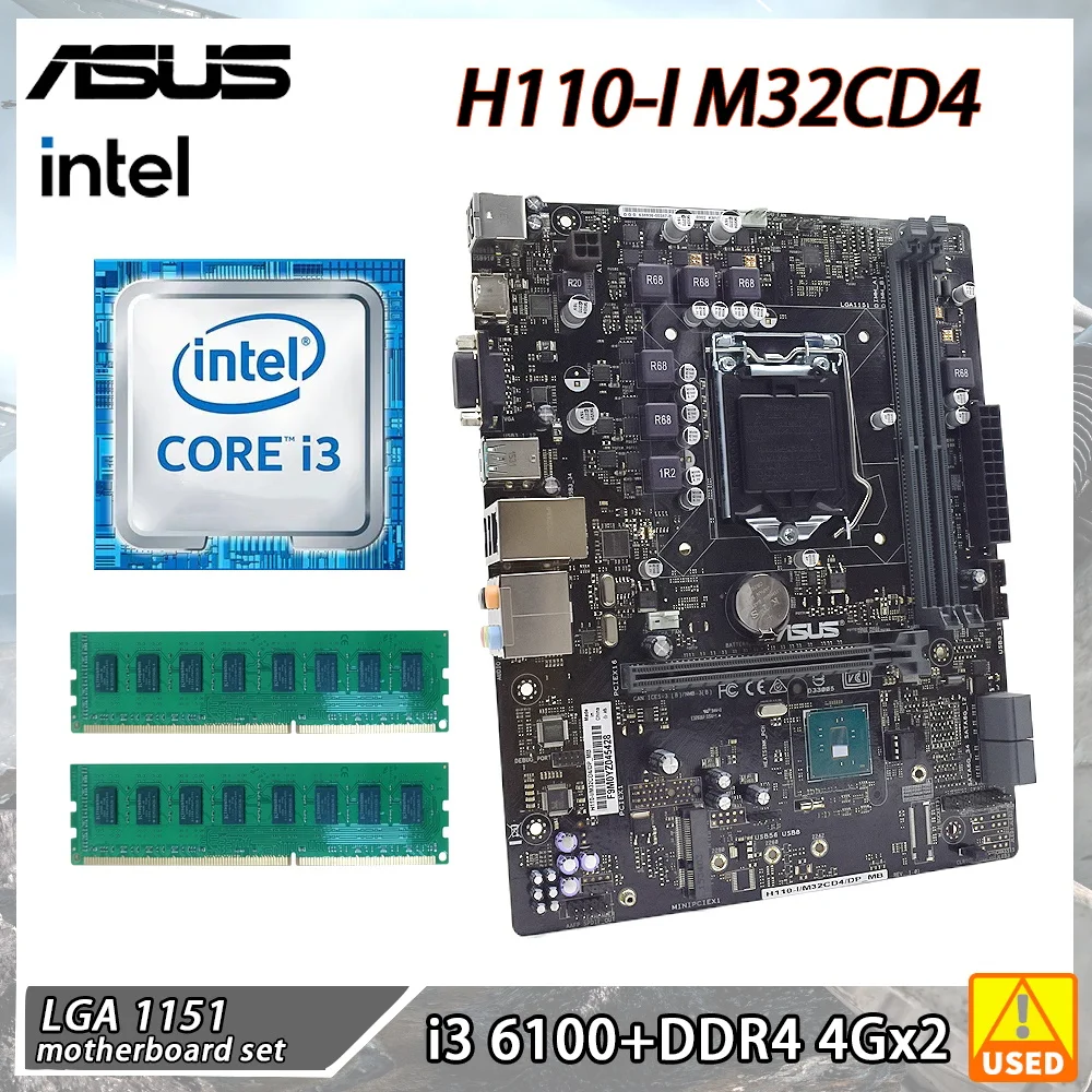 Kit Motherboard Lga 1151 Asus H110i Ddr4 H110i M32cd4 + I3 6100