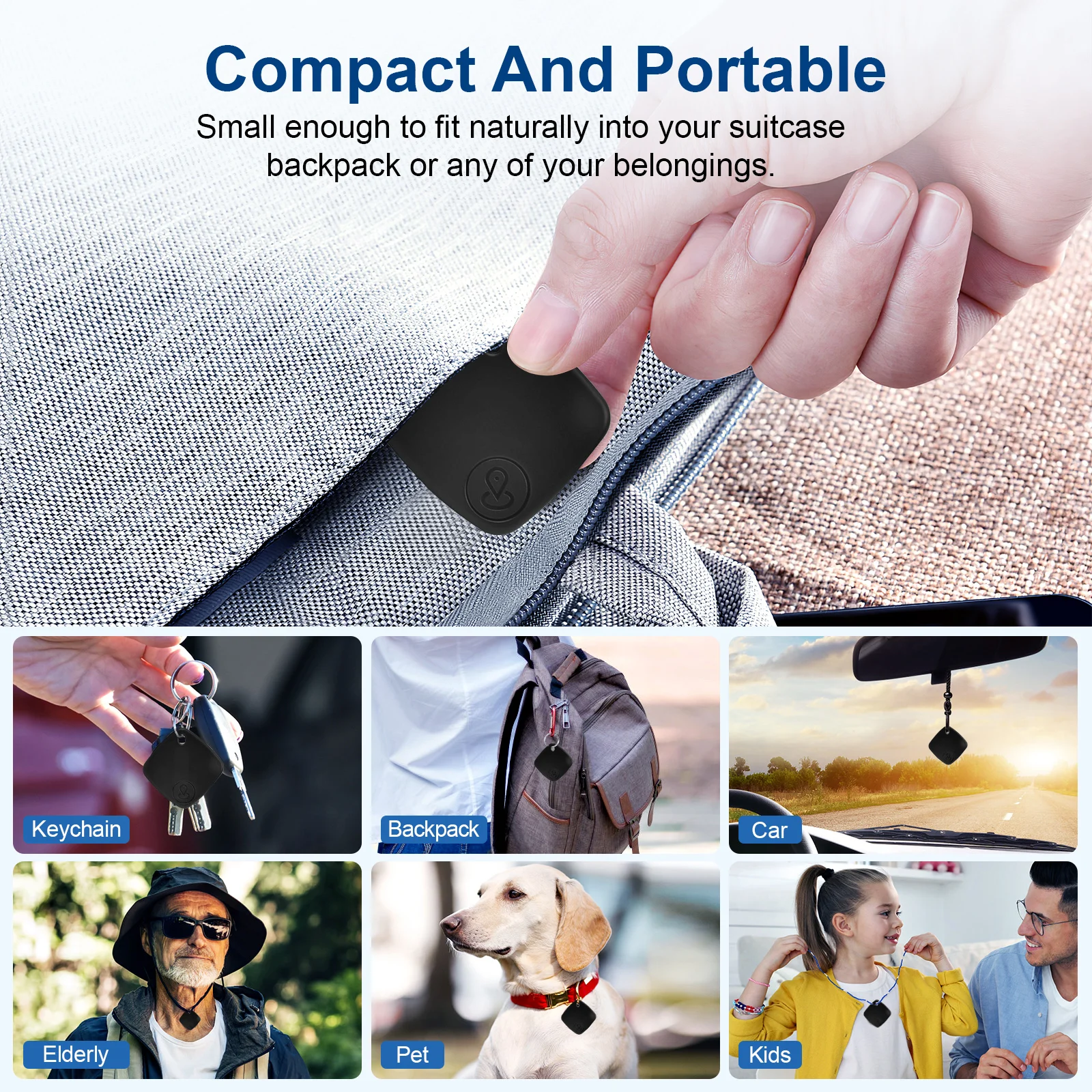 Smart Keys Finder BT Luggage Tracker Works With Apple Find My (iOS only) Item Locator GPS Tracker For Keys Wallet Suitcase Bags