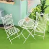 1Set Vintage Metal Miniature Table Chair Suit Dollhouse Furniture Accessories Mini Park Seat Fairy Garden Ornament Kids Toys 1