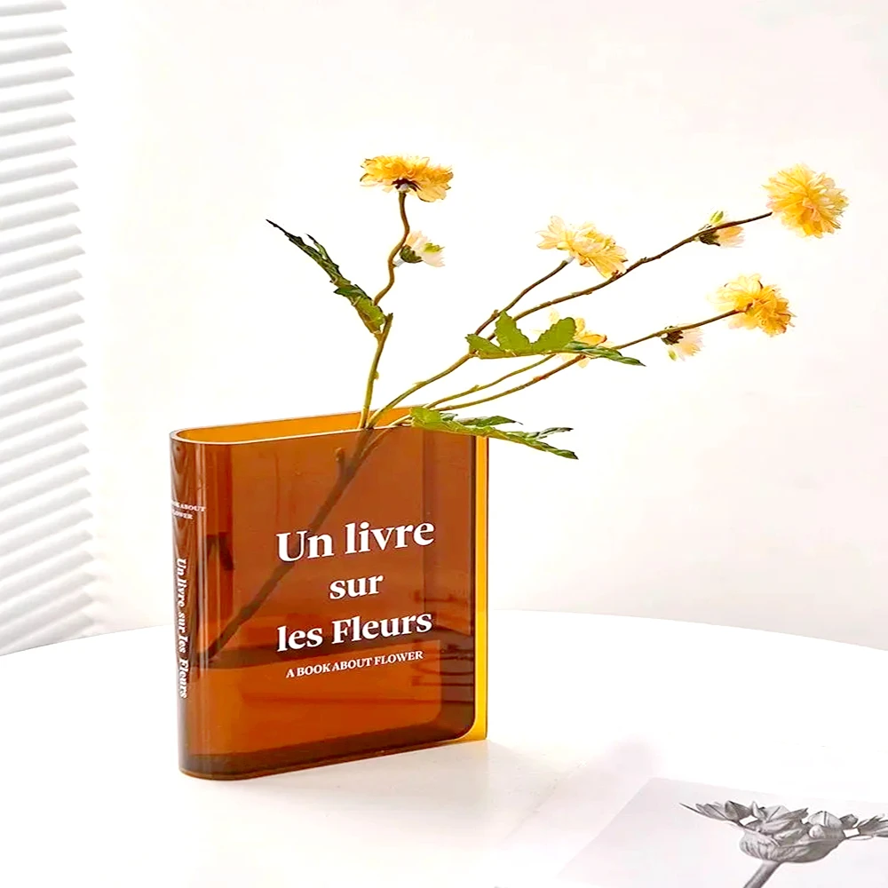 Creatitive Book Letter Acrylic Vase Artistic Transparent Flowers Vase Hydroponic Decorative Vase Desktop Bookshelf Ornament 5