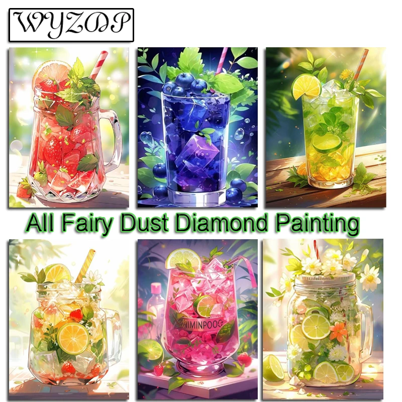 Fruit Cup Fairy Dust Diamond Painting Kit Landscape Full Diamond Embroidery Stitch AB Art Crystal Home Decoration diamond painting