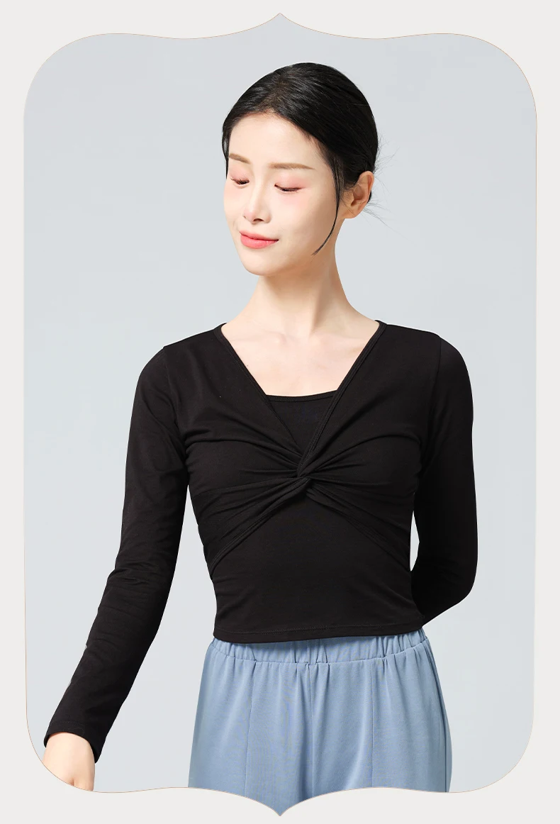 Frauen Tanz Tops Ballett Tanz Bluse Moderne Klassische Tanz Mäntel Langarm Erwachsene Teen Dance Tops Ballett Outfits – Detail 7