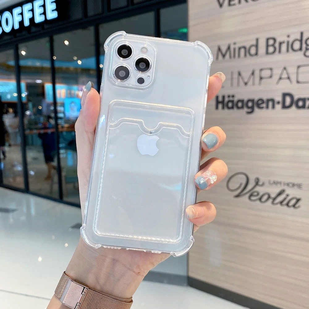 Clear Shockproof Soft Wallet Case with Transparent Card Slot