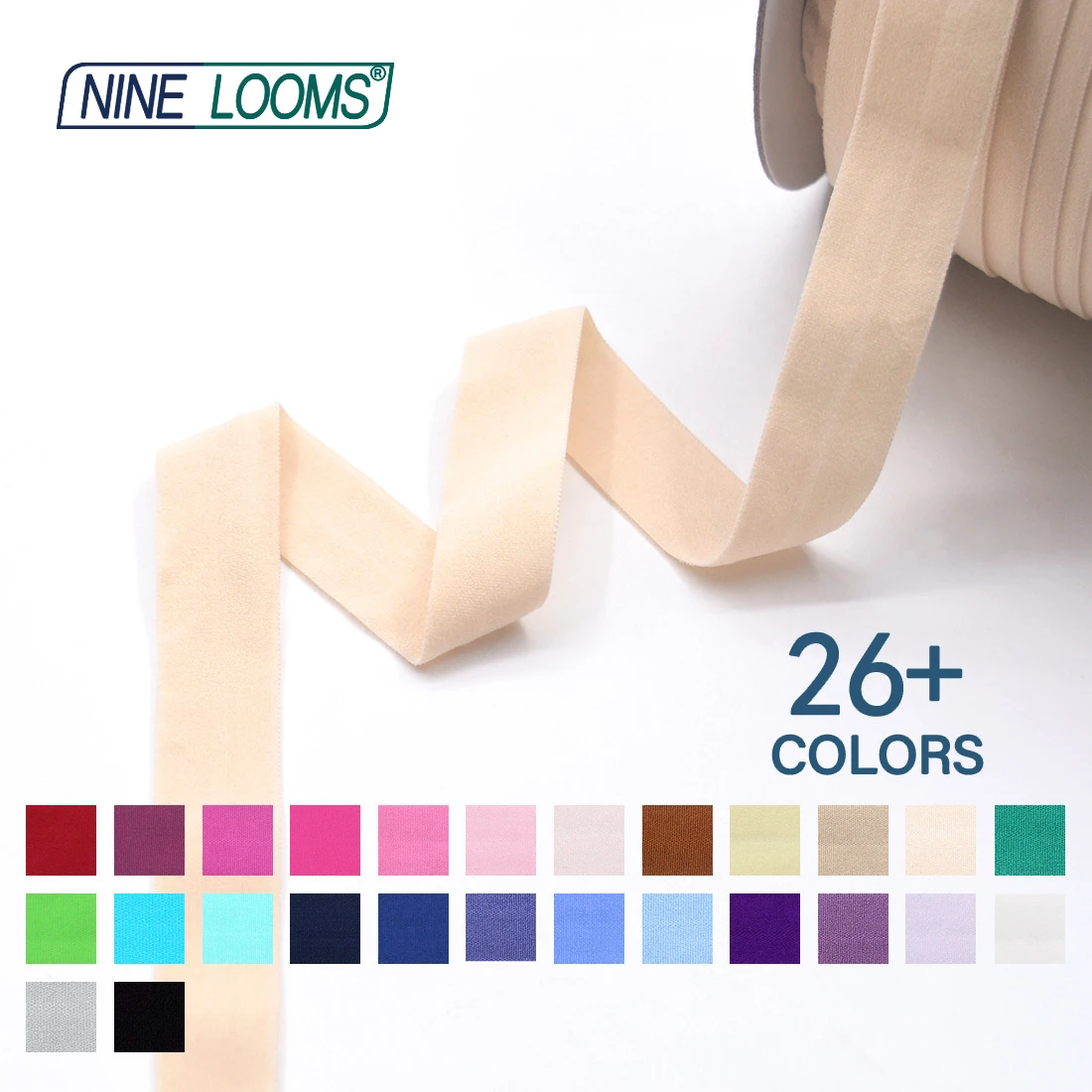 NINE LOOMS Matte Fold Over Elastics FOE 3/4" 20mm Solid Non-Shiny Spandex Bands Unterwäsche Dessous Kleid Nähbesatz 2 5 10 Yard – Detail 11
