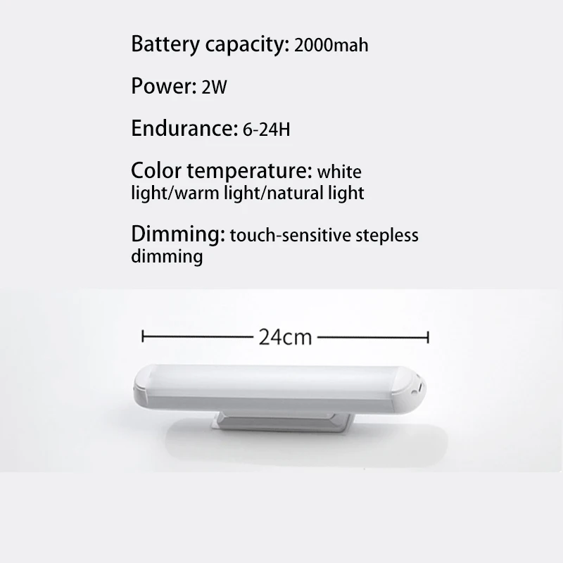 LED Vanity Lights Makeup Mirror Light USB Rechargeable 24/34 Cm Stepless Dimming Magnetic Wall Light Dressing Table Mirror Lamp
