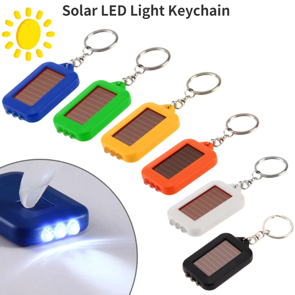 Solar Panel Electric Torch Keychain 3 Led Light Key Chain Multi Tool