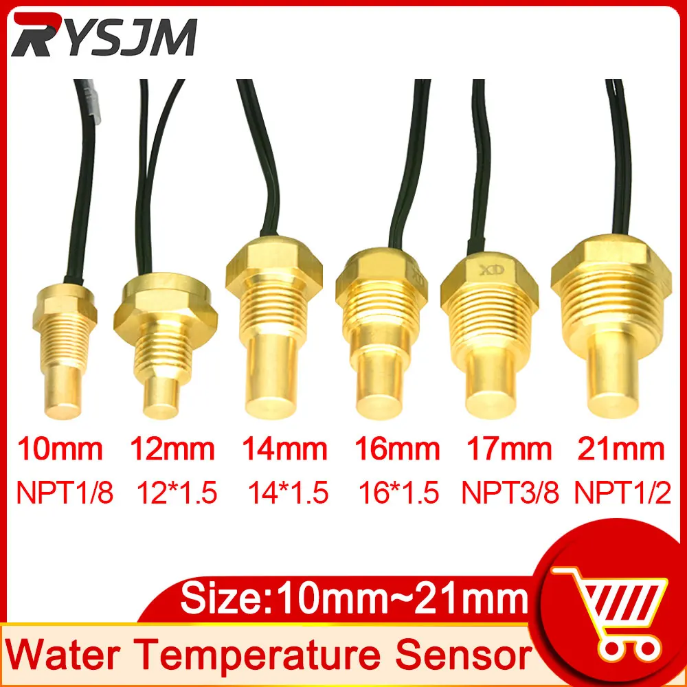 12V/24V Water Temperature Sensor Temp Sender 50K Head Plug 10MM 12MM 14MM 16MM For Car Truck Gauge Electric Meter NPT 3/8 1/8