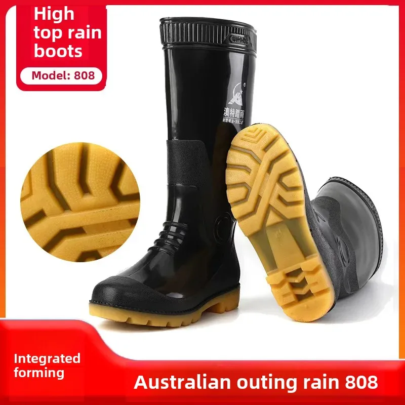 Bottes pluie homme hautes épaisses pêche travail OTAT imperméables PVC talon bas
