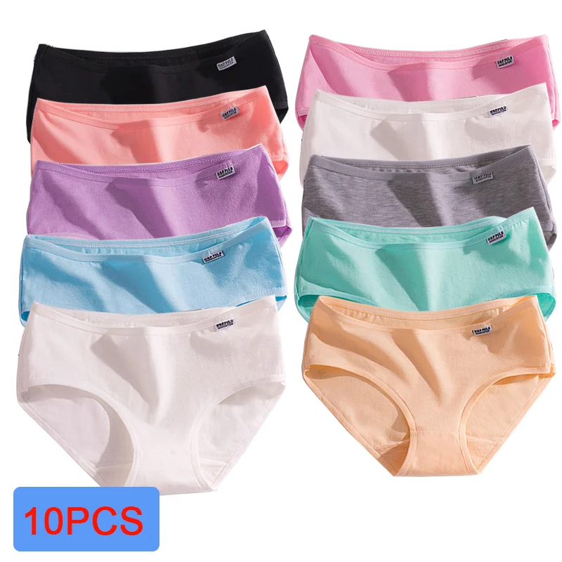 Women Panties Set 10pcs Cotton Panties Women Sexy Solid Panty Underwear