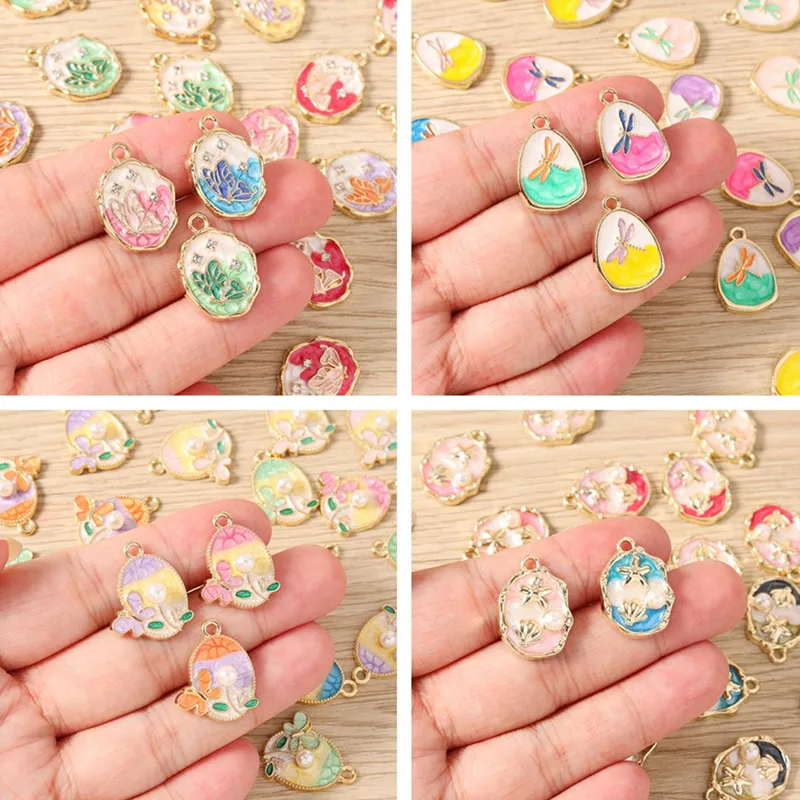 10 Stück Niedliche Bunte Emaille-Anhänger mit Fliegenden Schmetterlingen und Blumen für die Herstellung von Halsketten, Ohrringen, DIY-Bastelarbeiten und Schmuckzubehör