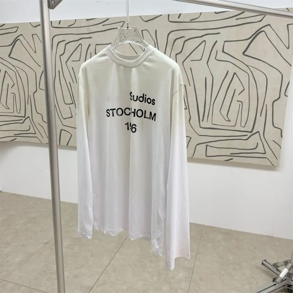 Niche Designer Ac Retro Old Letters 1996 Printed Loose Long-sleeved T-shirt 24 Spring Summer New Men and Women of The Same Style 4