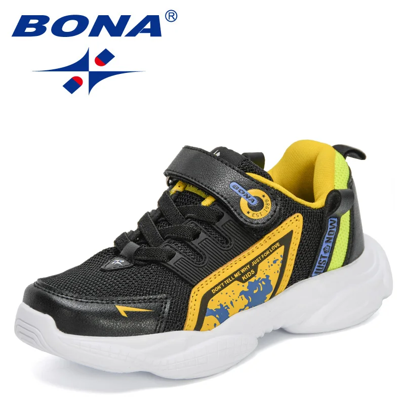 

BONA 2022 New Designers Children Sneakers Fashion Casual Breathable Mesh Sports Shoes Child Running Shoes Kids Walking Footwear