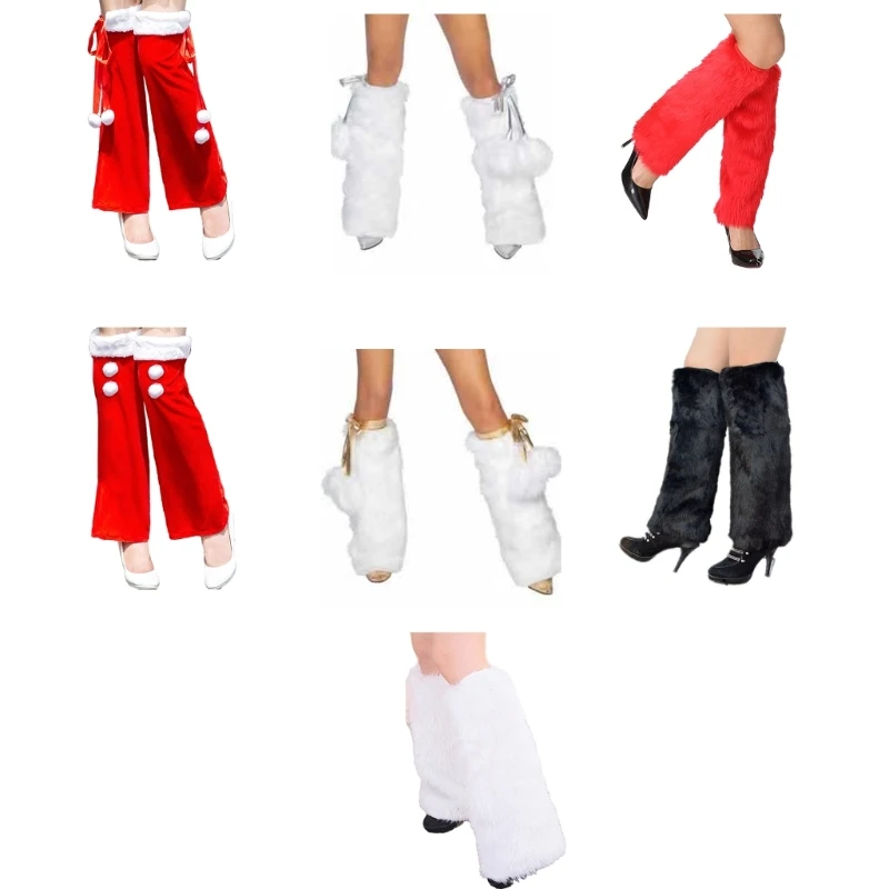 

Fuzzy Faux Furs Leg Warmers Furs Long Cuffs Cover Has Elastic One Pair Carnivals Boot Cover Y2K JK Uniform