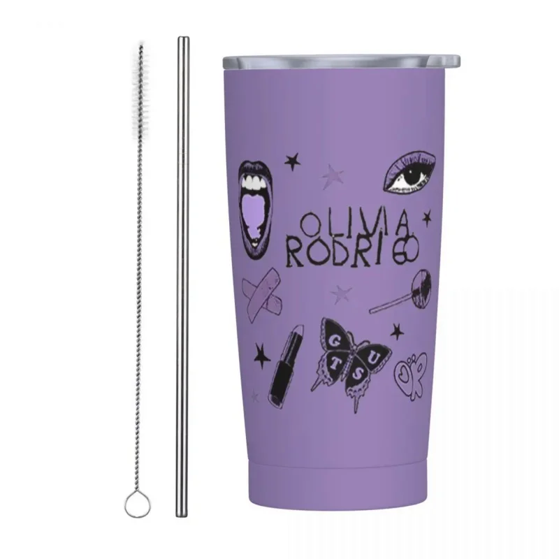 

Sour Guts Vampire Olivia Rodrigo Insulated Tumbler with Straws and Lid Stainless Steel Travel Coffee Mug 20 Oz Office Home Mugs