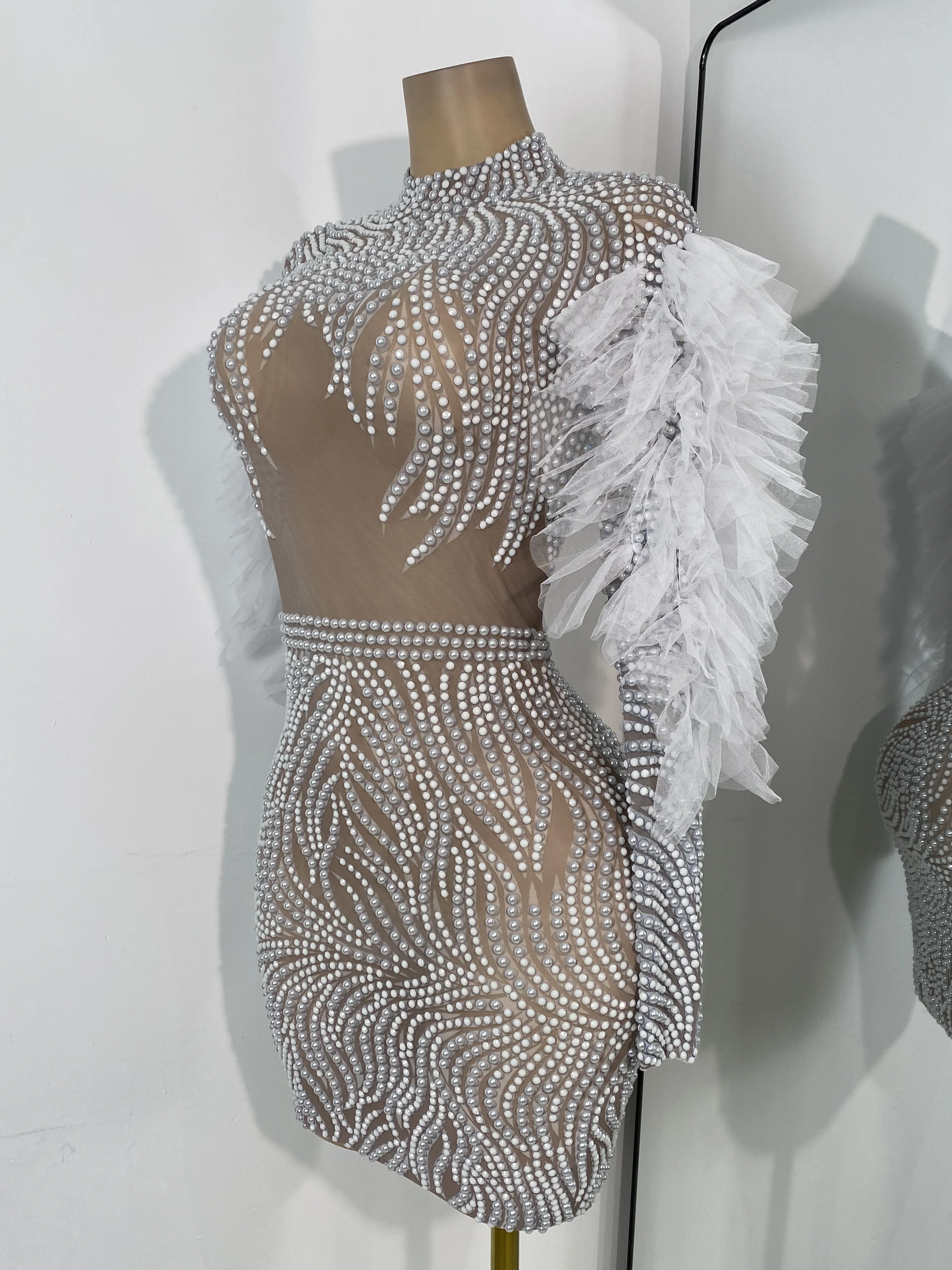 white see through club dresses Sexy See-through White Lace Short Prom Party Dress