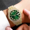 New Hip Hop Iced Out Men Watch Full Rhinestone Around Luxury Quartz Watches Round Clock Unisex Red Dial Wrist Watch Gift 5