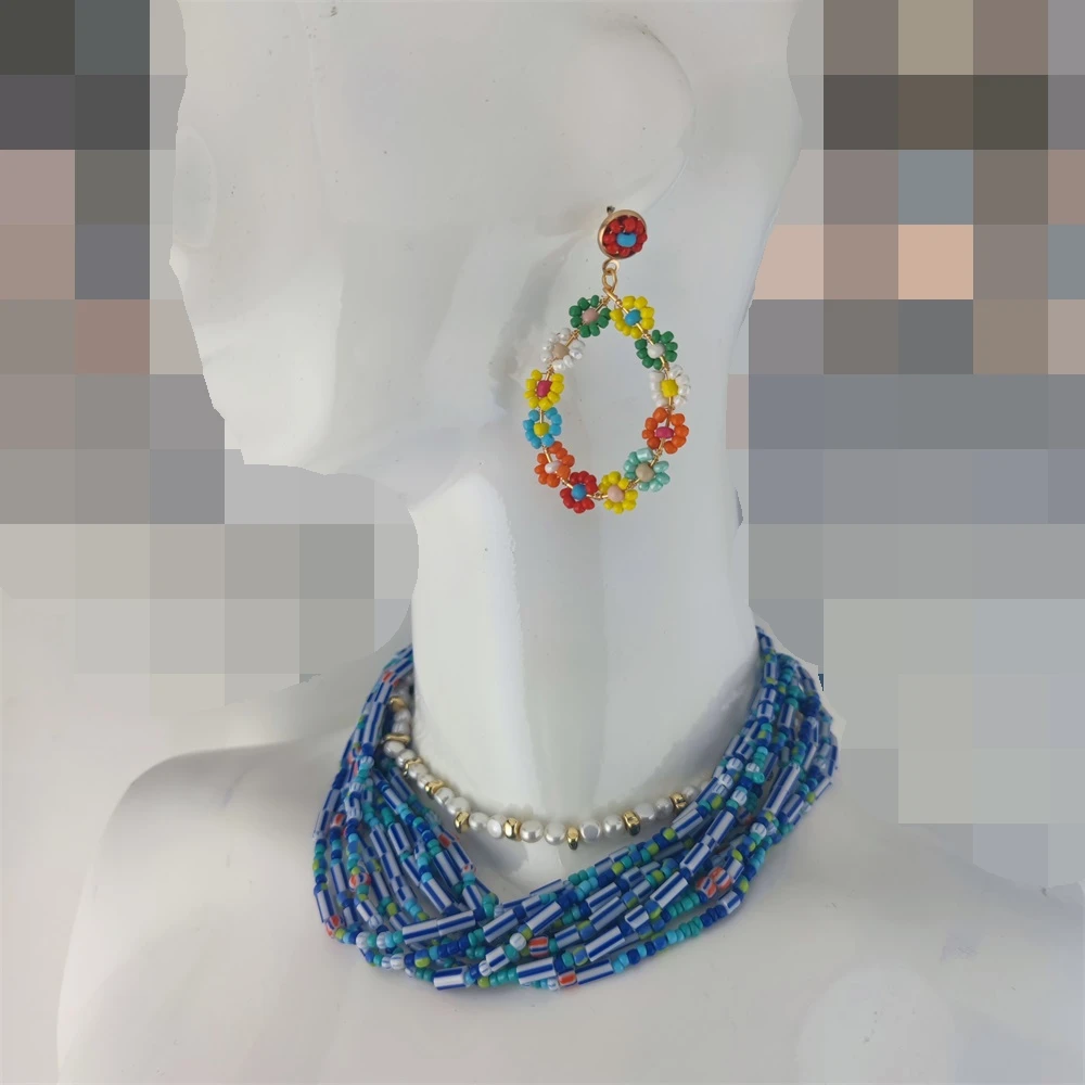 Handmade Boho Earrings For Women Colorful Style Sweet Flower Earrings Jewelry Spring Summer Floral Beaded Earrings Accessories - Image 4