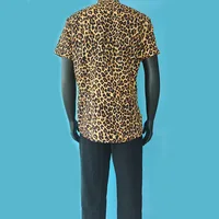 Trend Mens Leopard Printed Shirt Casual Button Shirts Male Sexy Streetwear Shirt 2