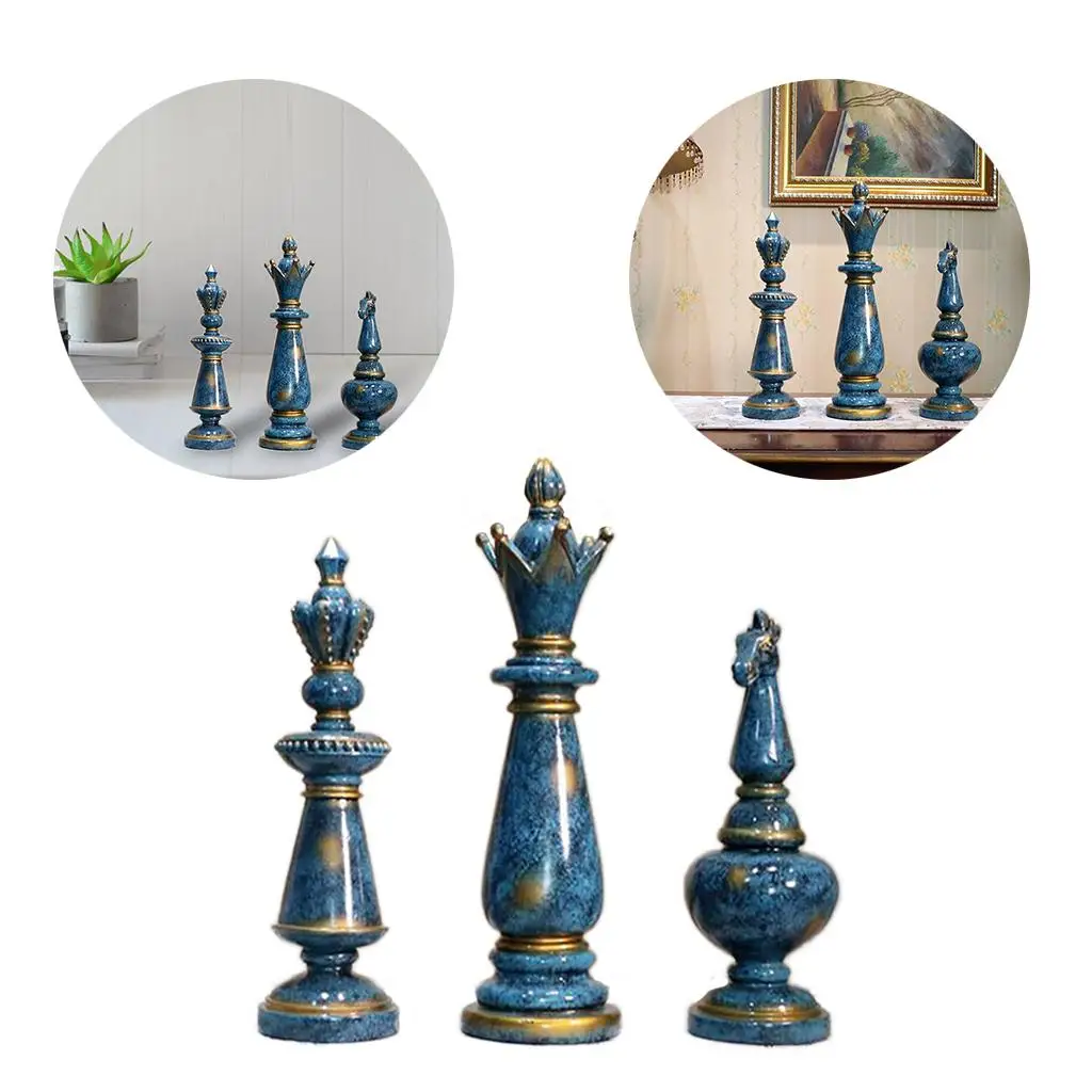 3Pcs Nordic Chess Statue Shelf Chessman Figurine Sculpture Decoration Gifts 3Pcs Nordic Chess Statue Shelf Chessman Figurine Sculpture Decoration Gifts