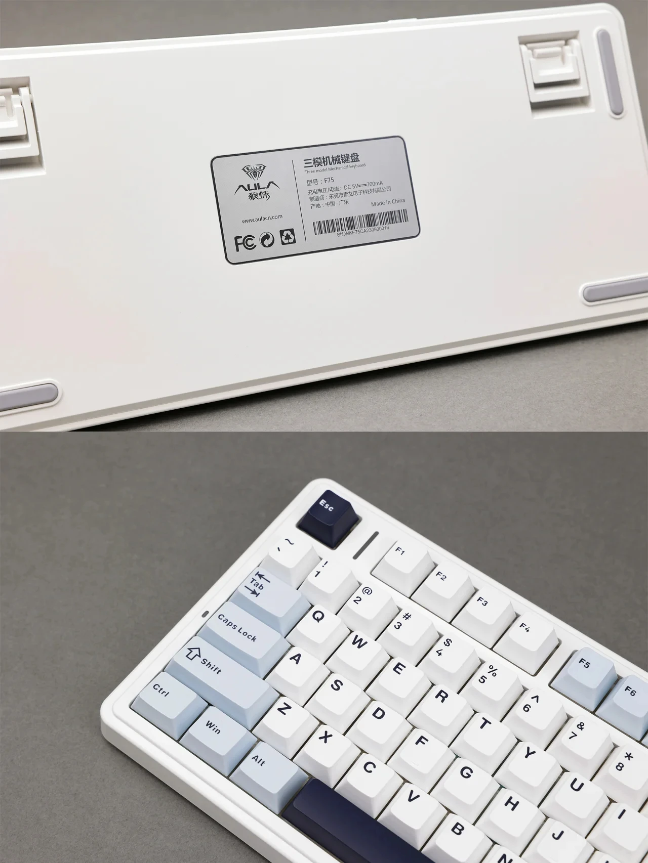 Com fio, RGB personalizado, 75% Layout Profile, Estrutura Junta, 2.4G