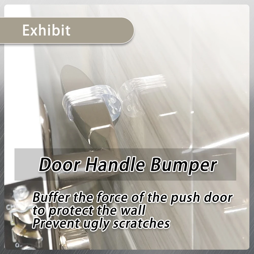 Door stopper 8 4pcs handles punch free transparent round protection knob bumper