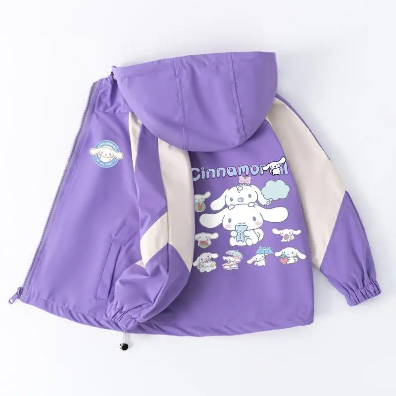 Cinnamoroll Jackets Girls Outdoor Sport Cartoon Anime Wind Breaker Zipper Jacket Spring Autumn Coat Clothes