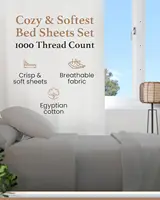 Good Sleep Bedding 1000 Thread Count Egyptian Cotton Sheets Queen Size, 4 Pc Luxury Sheets Set, 16" Deep Pocket Hotel Style 2