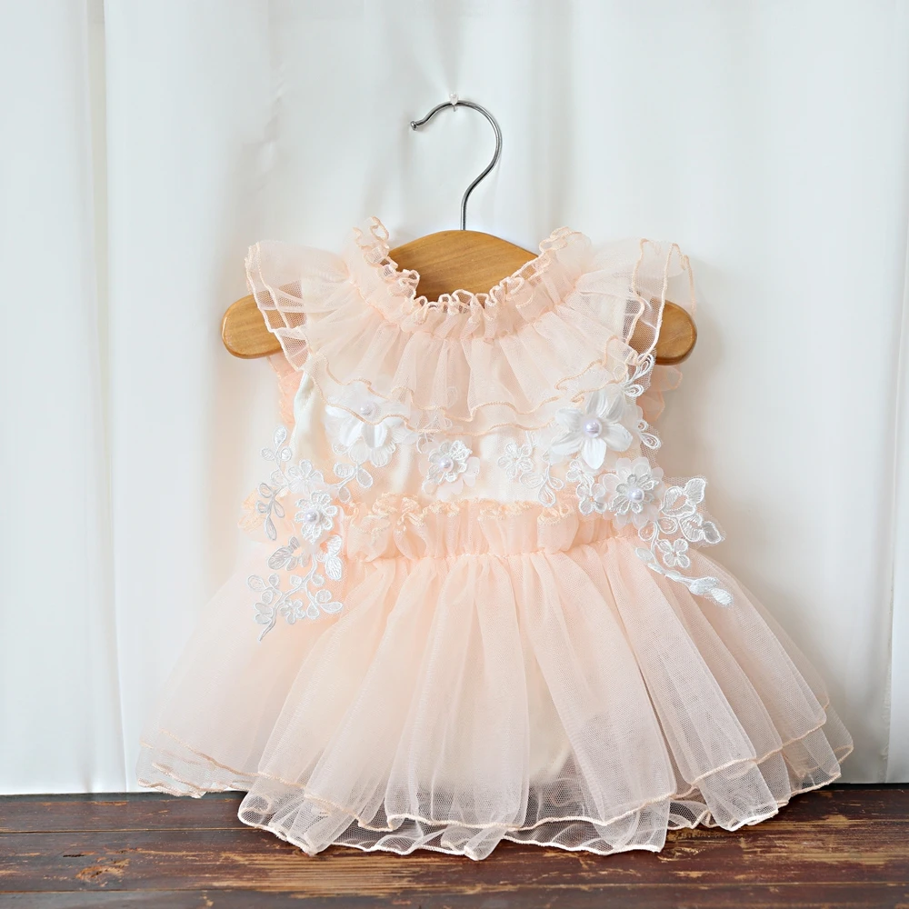  사진 복장 베이지 레이스 튤 드레스  사진 촬영 의상 우아한 스타일  사진 촬..