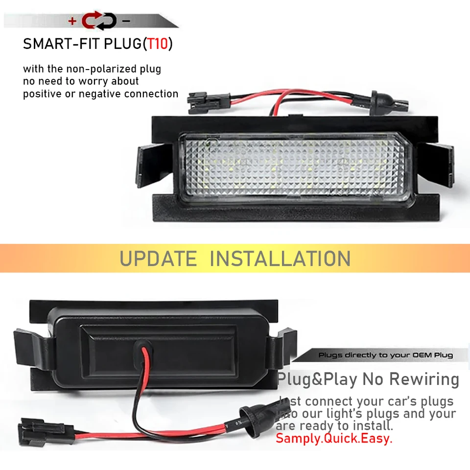 Feux D'éclairage De Plaque D'immatriculation LED Pour Hyundai I30 (GD 2011-2019) - 2 Pièces, Blanc 6500K, Plug & Play