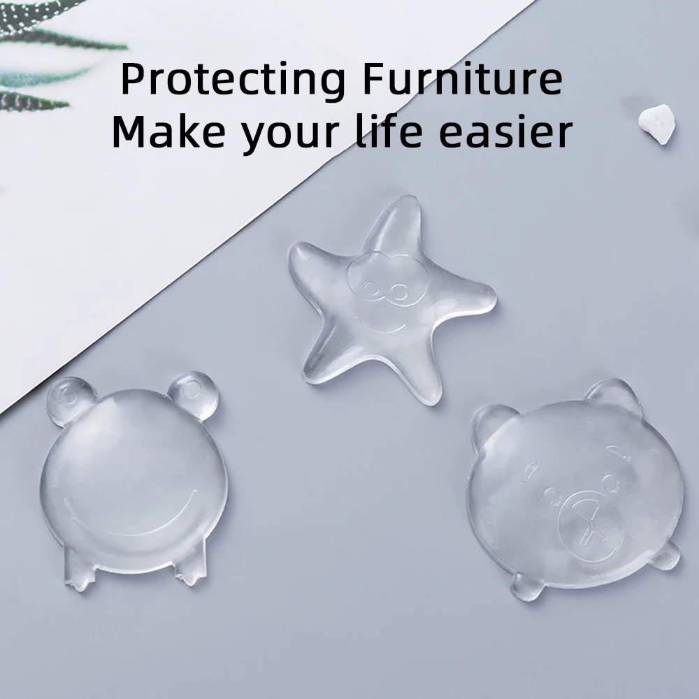 Transparent Cartoon Silicone Door Stopper Anti Collision Self Adhesive Wall Guard Safety Shockproof Noise Reducing Bumper Pad