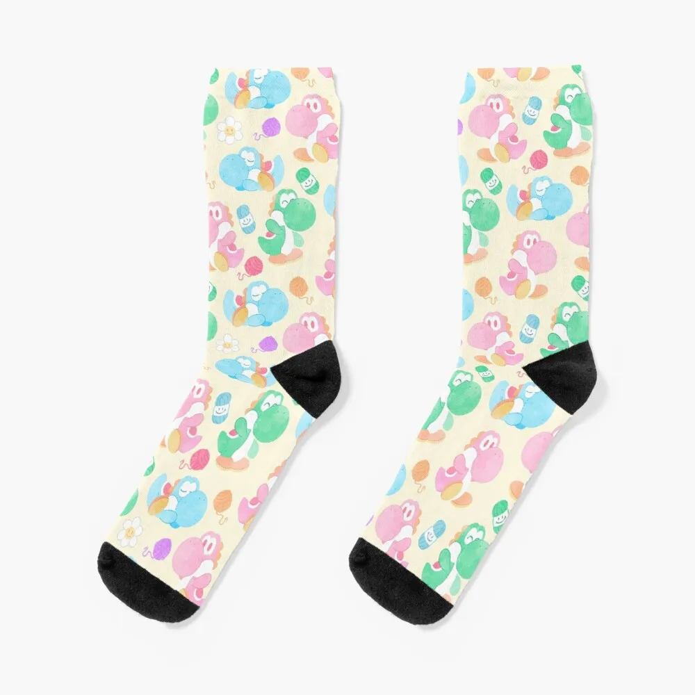 cute kawaii pastel dinosaur Socks Heating Sock Thermo Socks For Men