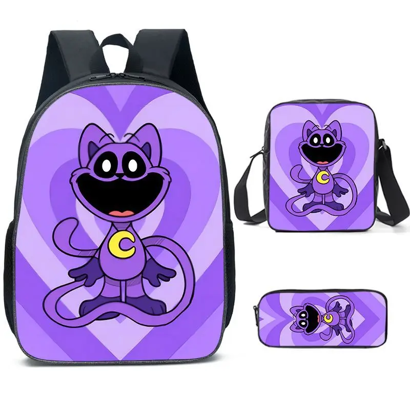 3 Stuks Lachende Beestjes Rugzak Jongens Meisjes Schooltas 16Inch Printe Primaire Cartoon Schooltas Reis Software Mochilas