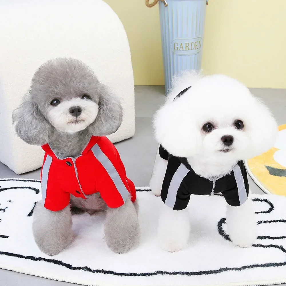 Small Dog Coat Waterproof Puppy Down Jacket Padded Coat Hooded Reflective Winter Snowproof 4 Legs Pet Clothes for Dogs Cats pet jacket