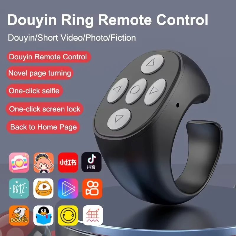 Portable Bluetooth Remote Control Self Timer for Mobile Phone Video Shooting Short Video PageTurning Device with Selfie Function