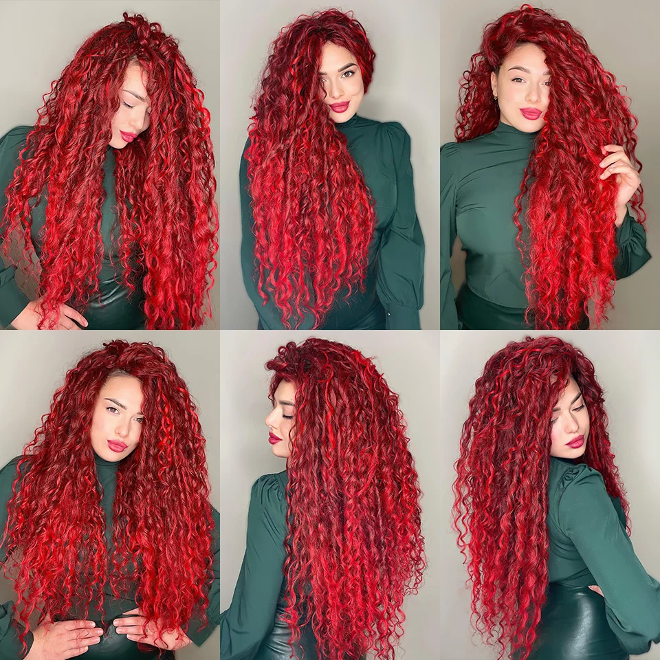 Capelli Sintetici Ricci A Onda Profonda All'uncinetto Twist Capelli Intrecciati Da 30 Pollici Riccioli Afro Estensioni Dei Capelli A Treccia Ombre Capelli - Foto 9