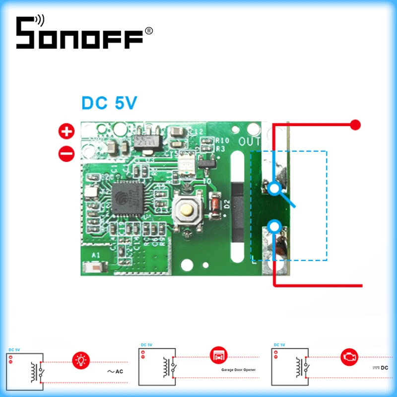 SONOFF RE5V1C 5V WiFi Inching/Selflock Smart Switch Relay Module DIY EWeLink Smart Home Automation For Alexa Google Assistant 2