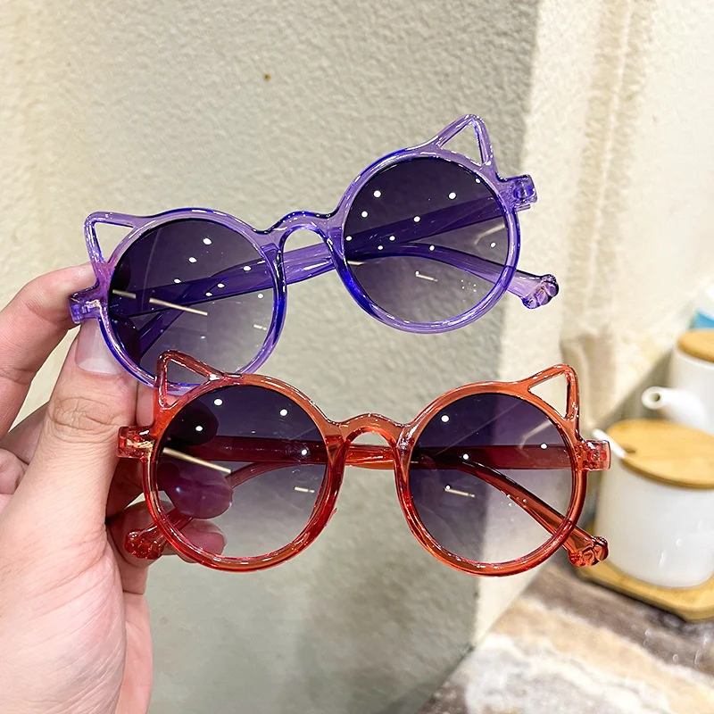 Children's SunglaSSeS Cat's Ears Round Colored SunShade Shopping Modeling Glasses fashion sunglasses kids sunglasses children sunglasses party sunglasses cosplay sunglasses