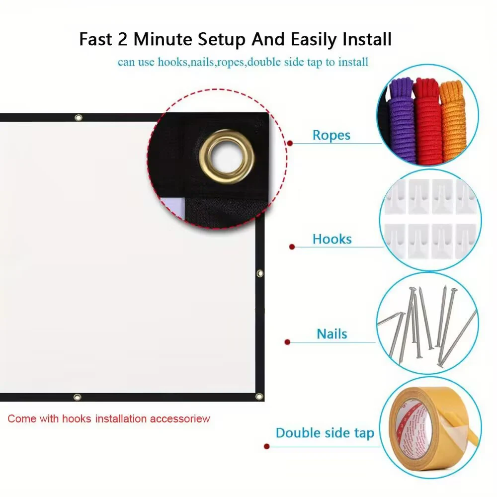 Projector Screen Simple folding milk silk soft 60-150 inches 16:9 portable outdoor high-definition movie projection fabric