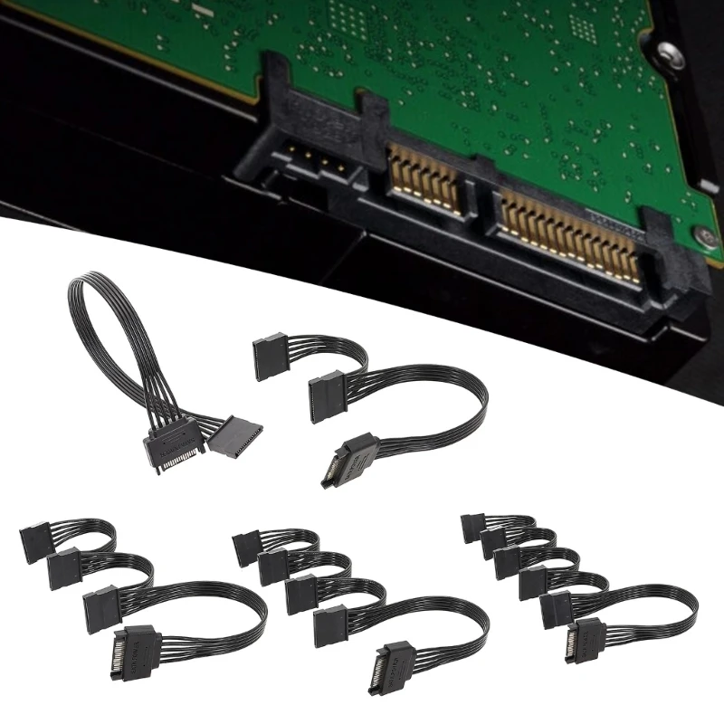 

15pin Male To Female Extension Cable 1PC 15Pin to 1 2 3 4 5 Splitter for Computer Hard Disks Interfaces Power Cord Dropship