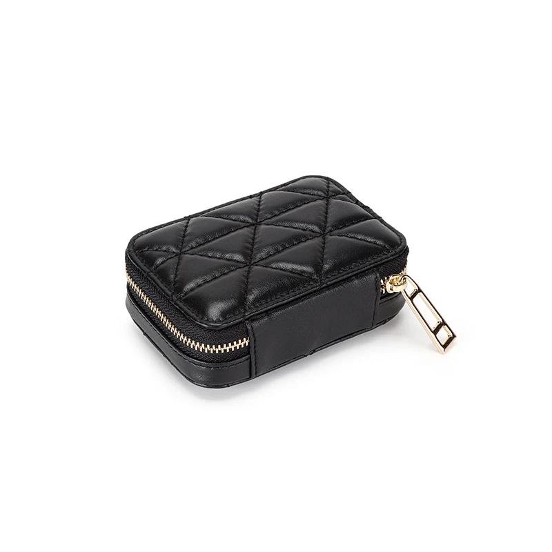 Genuine Leather Ladies Lipstick Bag EDC Earphone Organizer Coin Wallet Excellent Leather Mini Makeup Case Mirror Lipstick Pocket