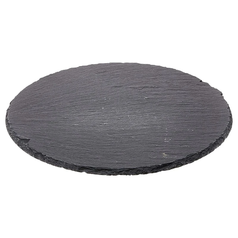 Slate Round Cheese Board, Natural Stone Tray For Serving Cheese, Charcuterie, Sushi, Appetizers, And Mor Easy To Use