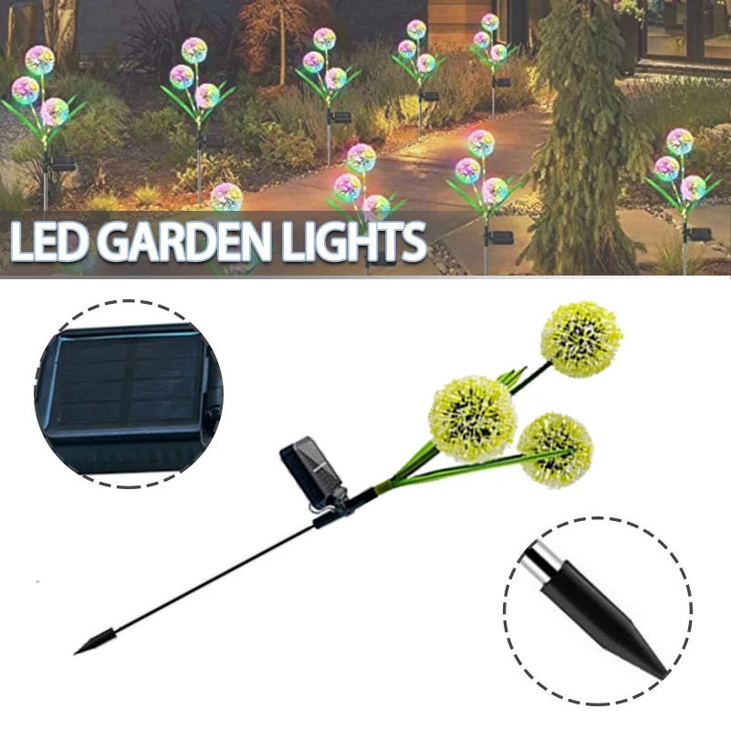 

Solar Firework Light Outdoor Solar Dandelion Lamp 3 Dandelion LED Garden Lamp Color For Holiday Christmas Lights