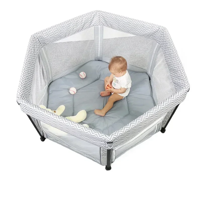 Portable Lightweight Mesh Baby Crib Indoor Child Protective Fence Baby Playpen